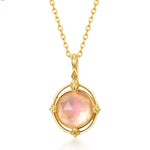 S925 Sterling Silver Gold-Plated Pink Enamel Bird Pendant Necklace