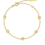 S925 Sterling Silver Gold-Plated Synthetic Opal Round Bracelet