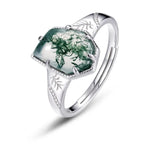 S925 Sterling Silver Waterweed Irregular Agate Ring