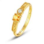 S925 Sterling Silver Gold-Plated Geometric Square Yellow Crystal Ring