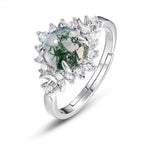 S925 Sterling Silver Ring Inlaid with Moss Agate