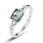S925 Sterling Silver Sugar Cube Green Moss Ring