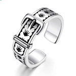 S925 Sterling Silver Creative Leather Buckle Ring