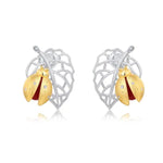 S925 Sterling Silver Gold-Plated Stud with Red Agate Earrings
