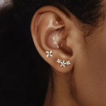 S925 Sterling Silver Flower Stud Earrings with Zirconia