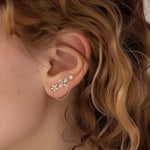 S925 Sterling Silver Flower Stud Earrings with Zirconia