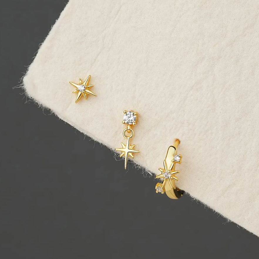 S925 Sterling Silver Starburst Micro-Pave Stud Earrings