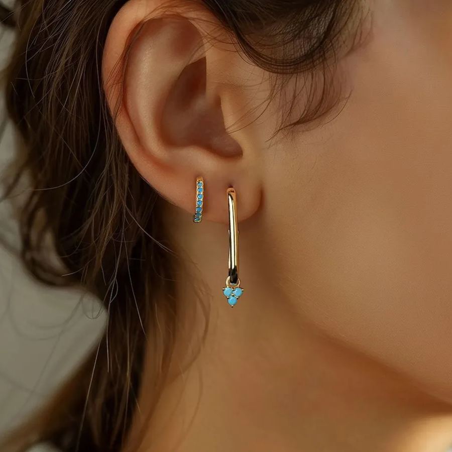 S925 Sterling Silver Turquoise Stud Earrings