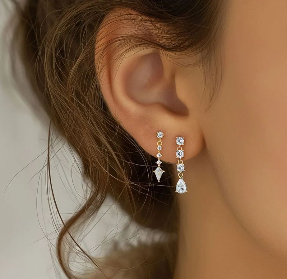 S925 Sterling Silver Tassel and Zircon Stud Earrings(Single unit)