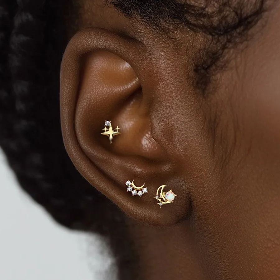 S925 Sterling Silver Zircon Round-Stud Earrings(Single unit)