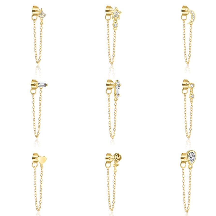 S925 sterling silver stud earrings with cubic zirconia(Single unit)