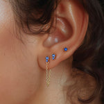 S925 Sterling Silver Stud Earrings with Colorful Zirconia(Single unit)