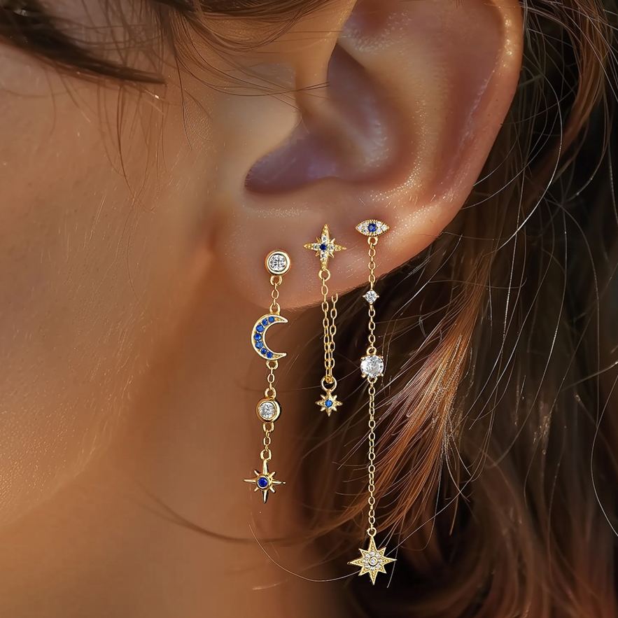 S925 sterling silver stud earrings with cubic zirconia(Single unit)
