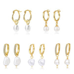 S925 Sterling Silver Pearl Hoop Earrings