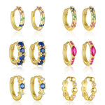 S925 Sterling Silver Colorful Zircon Huggie Earrings(Single unit)
