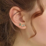 S925 Sterling Silver Stud Earrings with Green Zirconia(Single unit)