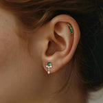 S925 Sterling Silver Stud Earrings with Green Zirconia(Single unit)
