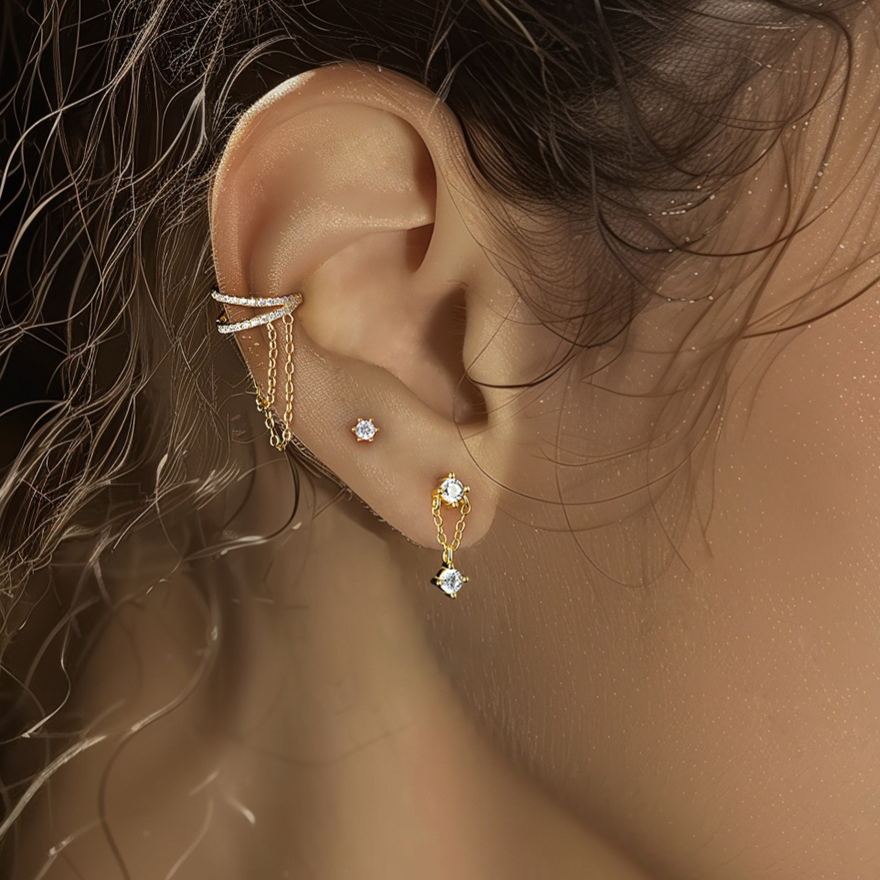 S925 Sterling Silver Stud Earrings with Zirconia(Single unit)