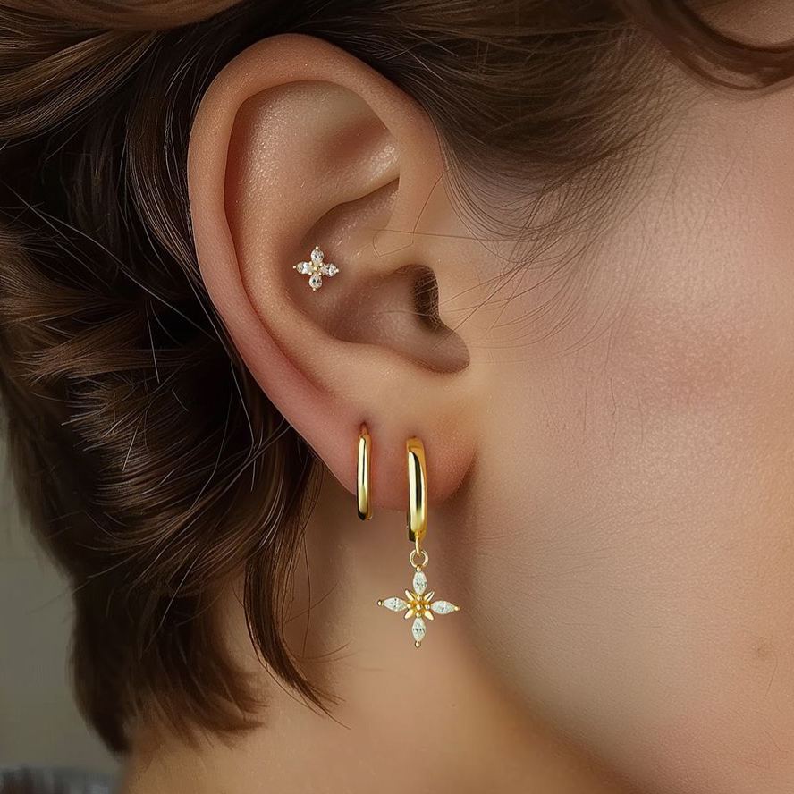 S925 sterling silver stud earrings set with zircon(A pair)