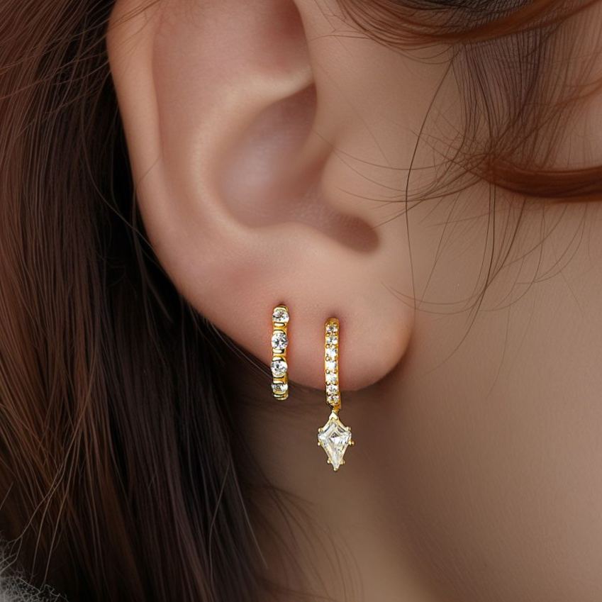 S925 Sterling Silver Zircon Huggie Earrings