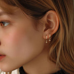 S925 Sterling Silver Geometric Earrings with Zirconia(Single unit)