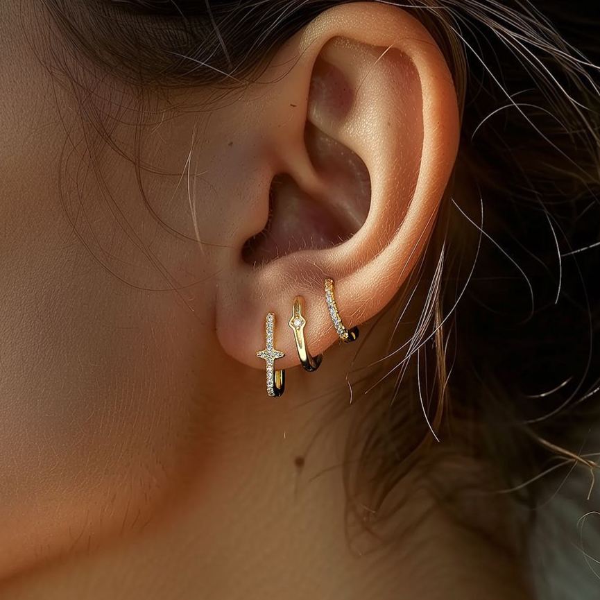 S925 Sterling Silver Earrings Set with Sparkling Zirconia(A pair)