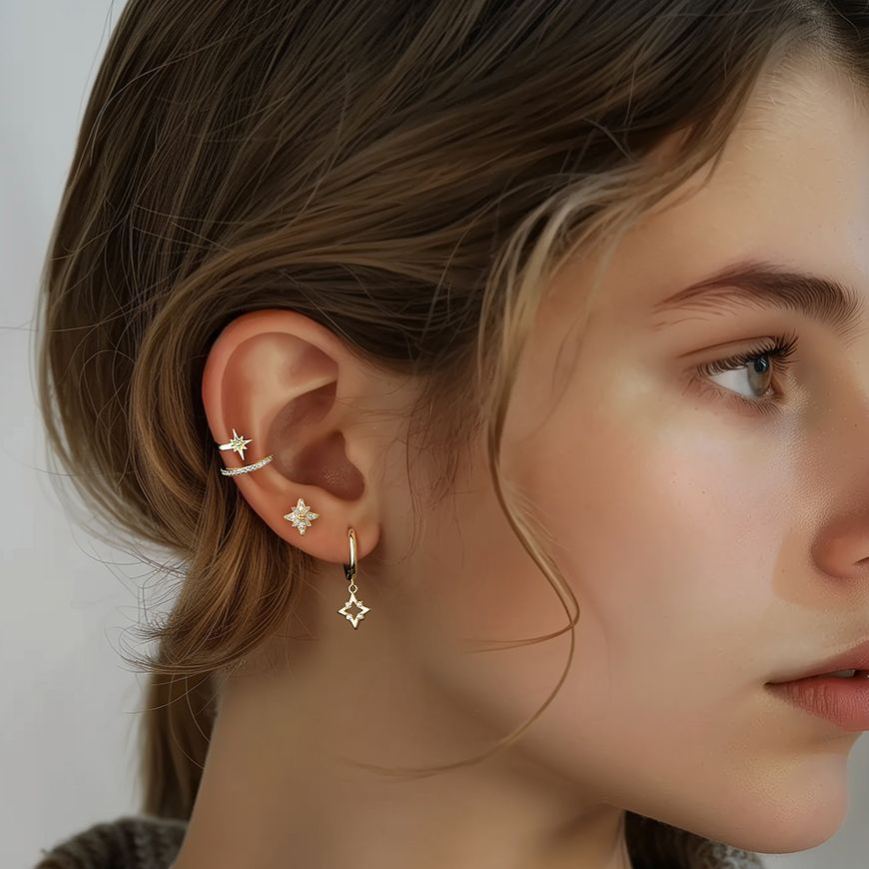 S925 sterling silver stud earrings with cubic zirconia(Single unit)