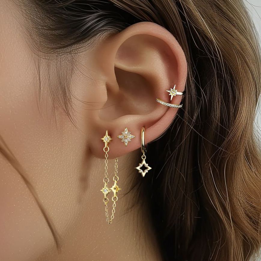 S925 sterling silver stud earrings with cubic zirconia(Single unit)
