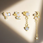 S925 Sterling Silver Opal and Zircon Stud Earrings(Single unit)