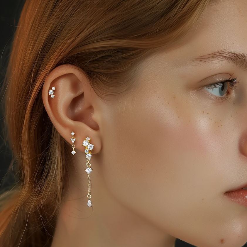 S925 Sterling Silver Zircon Stud Earrings(Single unit)