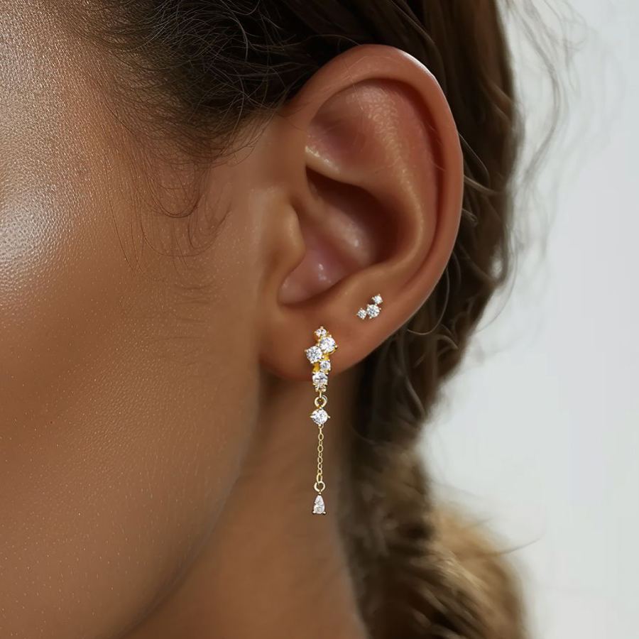 S925 Sterling Silver Zircon Stud Earrings(Single unit)