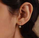 S925 Sterling Silver Star and Moon Stud Earrings with Zirconia(Single unit)