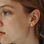 S925 Sterling Silver Geometric Square Pearl Stud Earrings(Single unit)