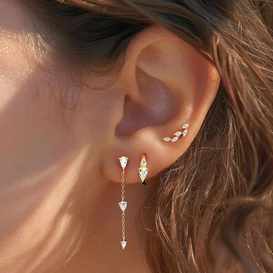 S925 Sterling Silver Stud Earrings with Sparkling Zirconia(Single unit)