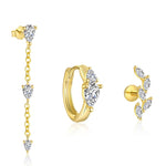 S925 Sterling Silver Stud Earrings with Sparkling Zirconia(Single unit)