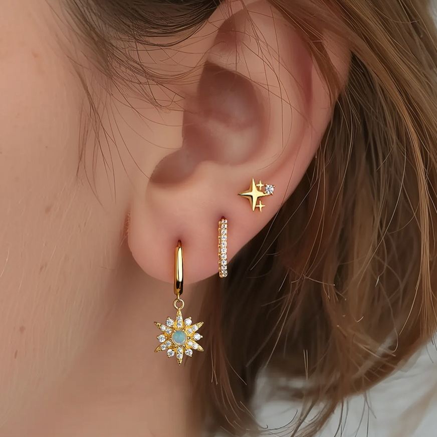 S925 Sterling Silver Micro-set Zircon Stud Earrings(A pair)