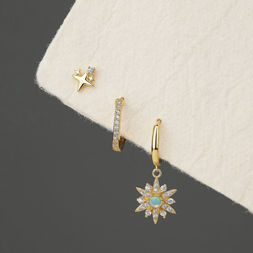 S925 Sterling Silver Micro-set Zircon Stud Earrings(A pair)