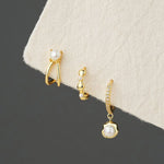 S925 Sterling Silver Geometric Zircon Earrings with Pearls(Single unit)
