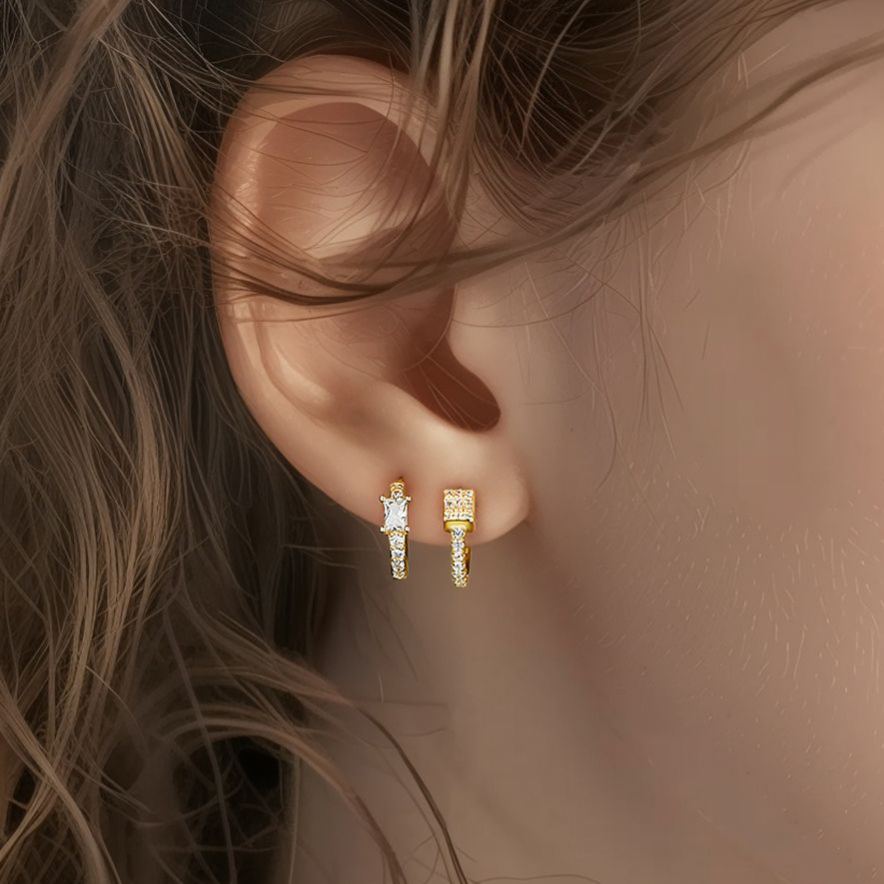 S925 Sterling Silver Square Zircon Earrings(Single unit)