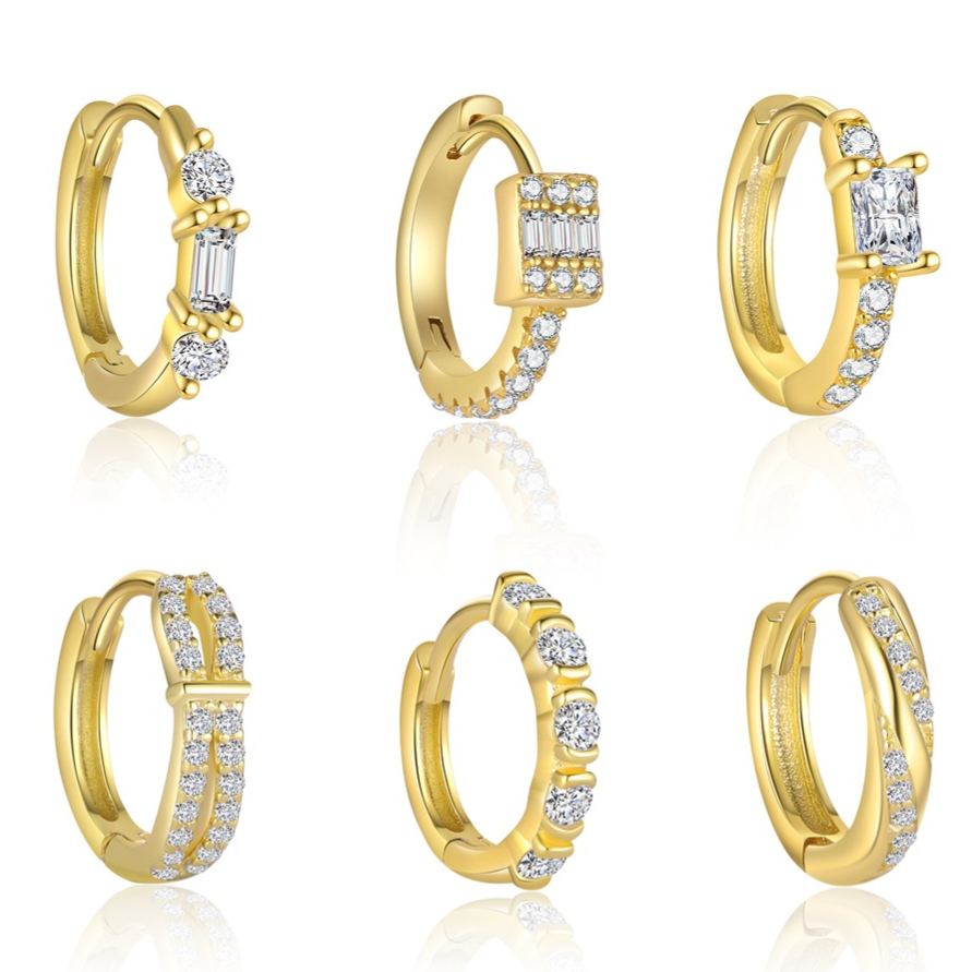 S925 Sterling Silver Square Zircon Earrings(Single unit)