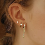 S925 Sterling Silver Star Stud Earrings with Zirconia(A pair)