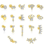 S925 Sterling Silver Zircon Stud Earrings(A pair)