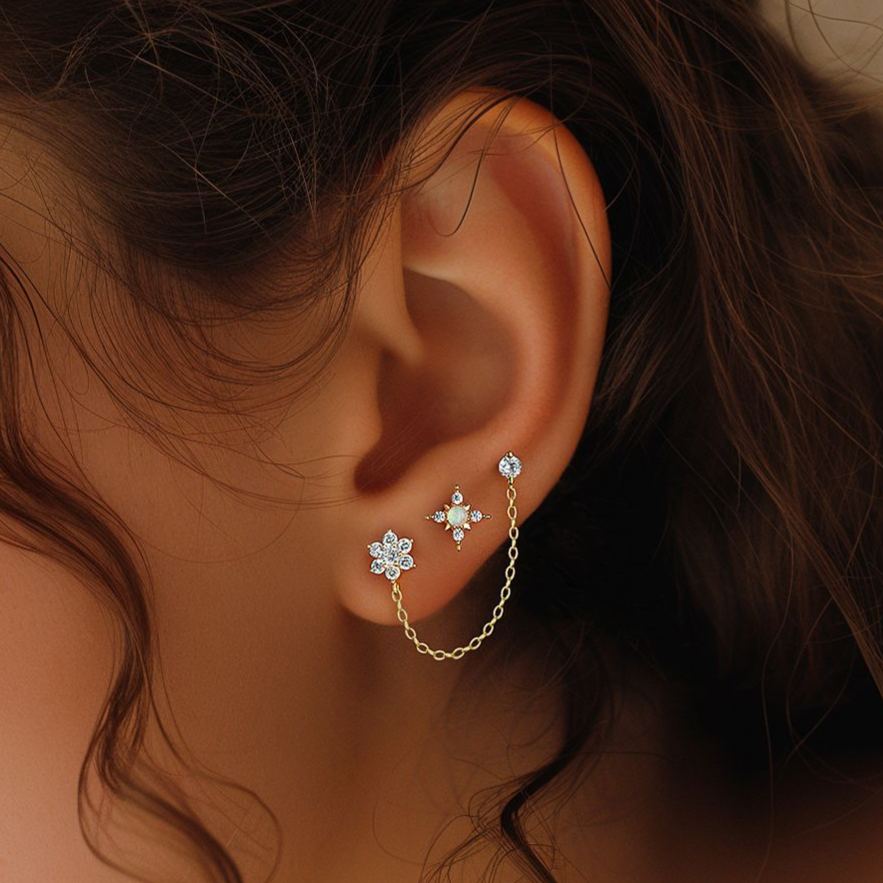 S925 sterling silver stud earrings with cubic zirconia