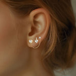 S925 Sterling Silver Heart-Shaped Stud Earrings with Zirconia(A pair)