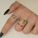 S925 Sterling Silver Open Ring with Colorful Sparkling Zirconia