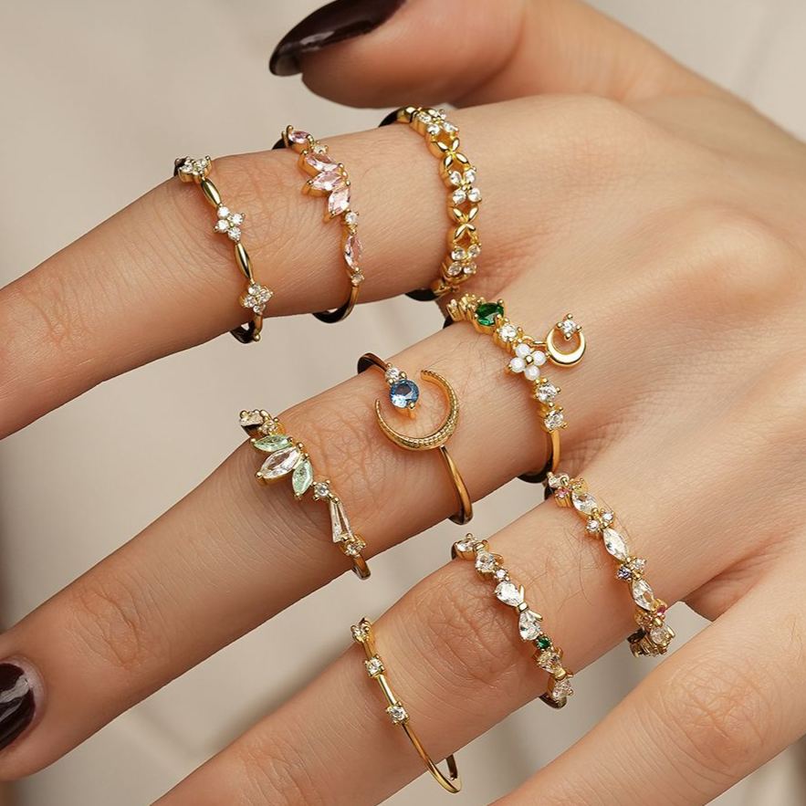 S925 Sterling Silver Ring with Colorful Cubic Zirconia
