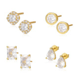 S925 sterling silver small stud earrings with zircon