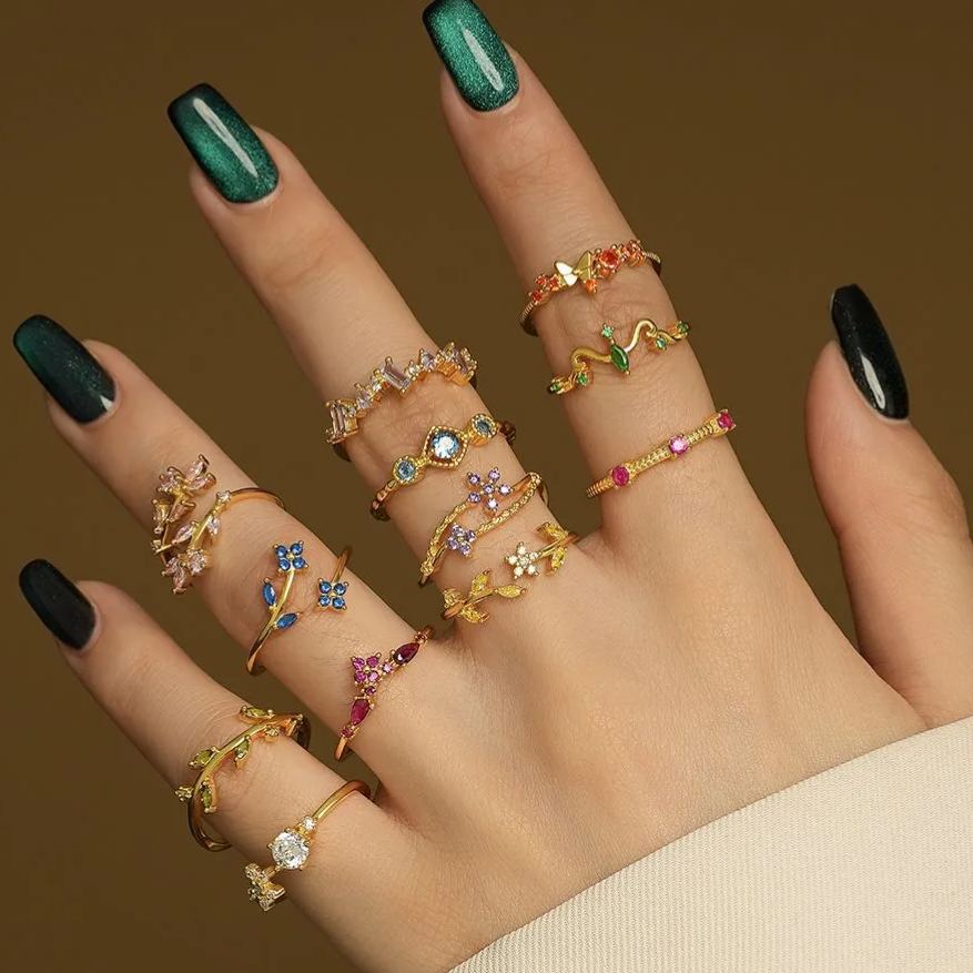 S925 Sterling Silver Ring with Colorful Zirconia