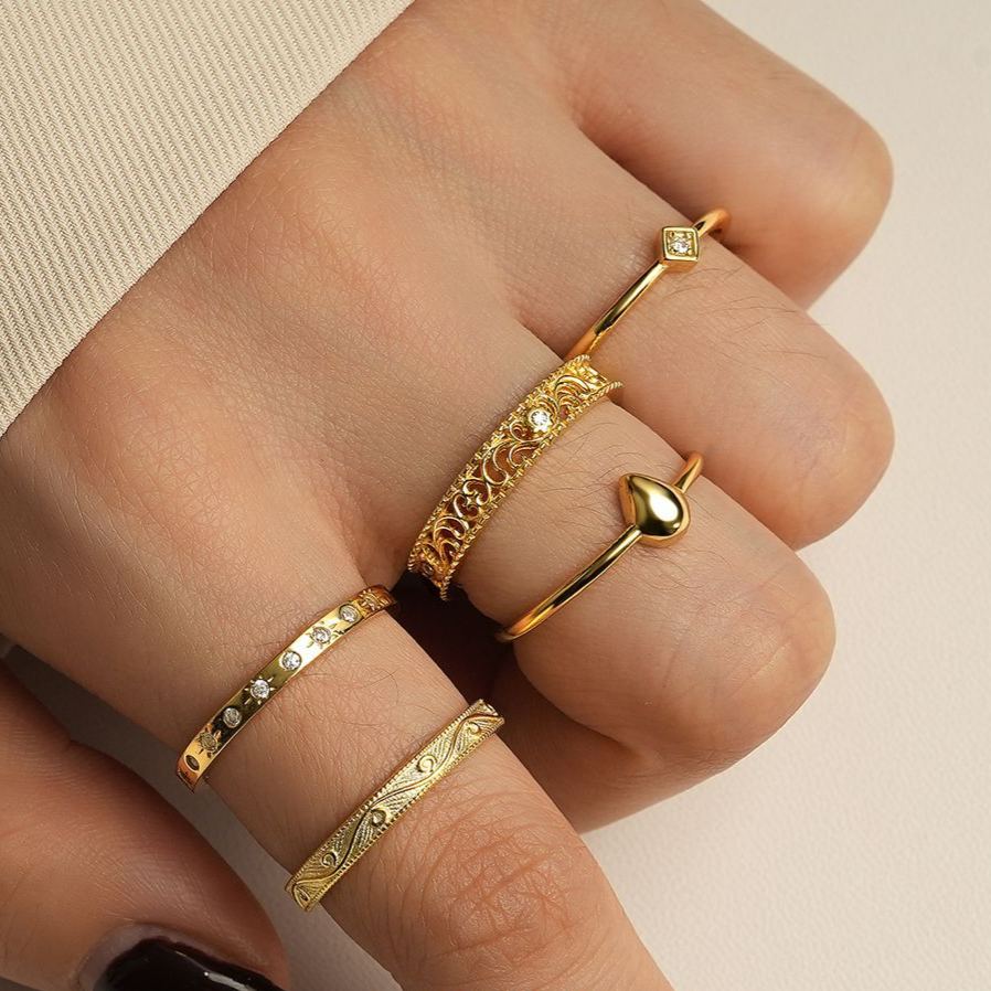 S925 Sterling Silver Ring Set with Zirconia