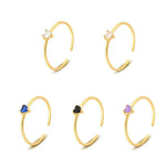S925 Sterling Silver Heart-Shaped Colorful Zircon Ring